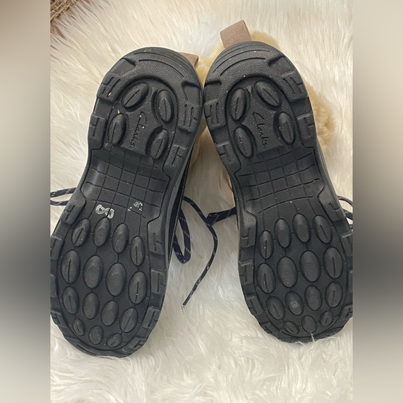 Clarks Mazlyn Arctic Pewter Leather Women's‎ Fur  Boots Size 8 - Picture 10 of 13